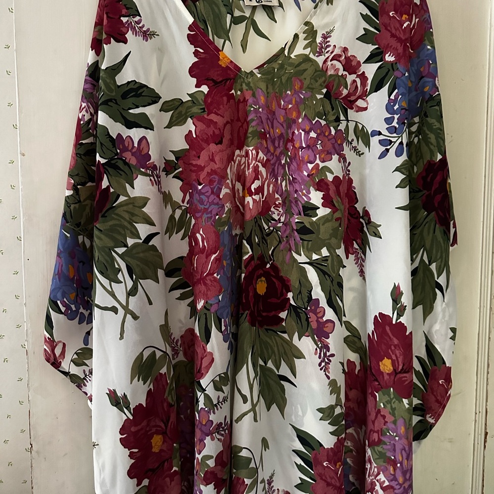 Show Me Your MuMu Floral V-Neck Tunic in Red and Green